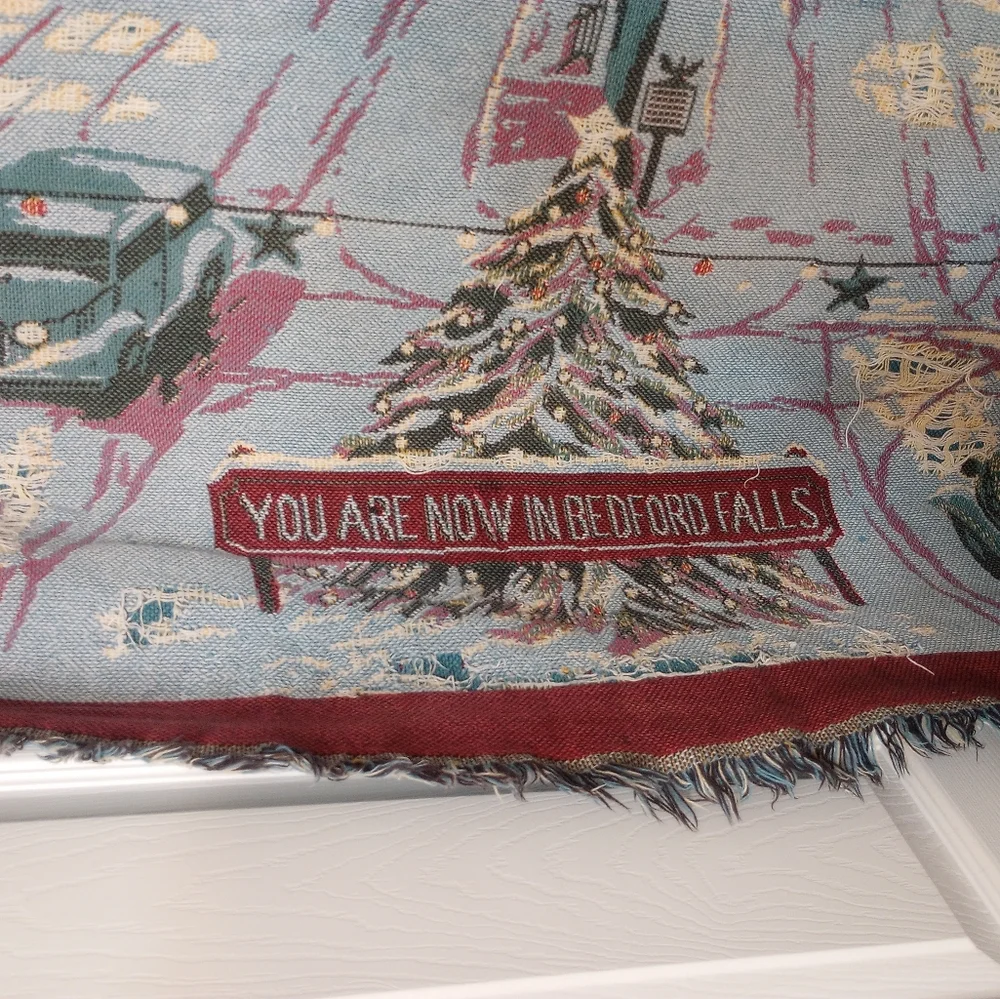 Goodwin Weavers Vintage 1993 It's A Wonderful Life Tapestry Blanket